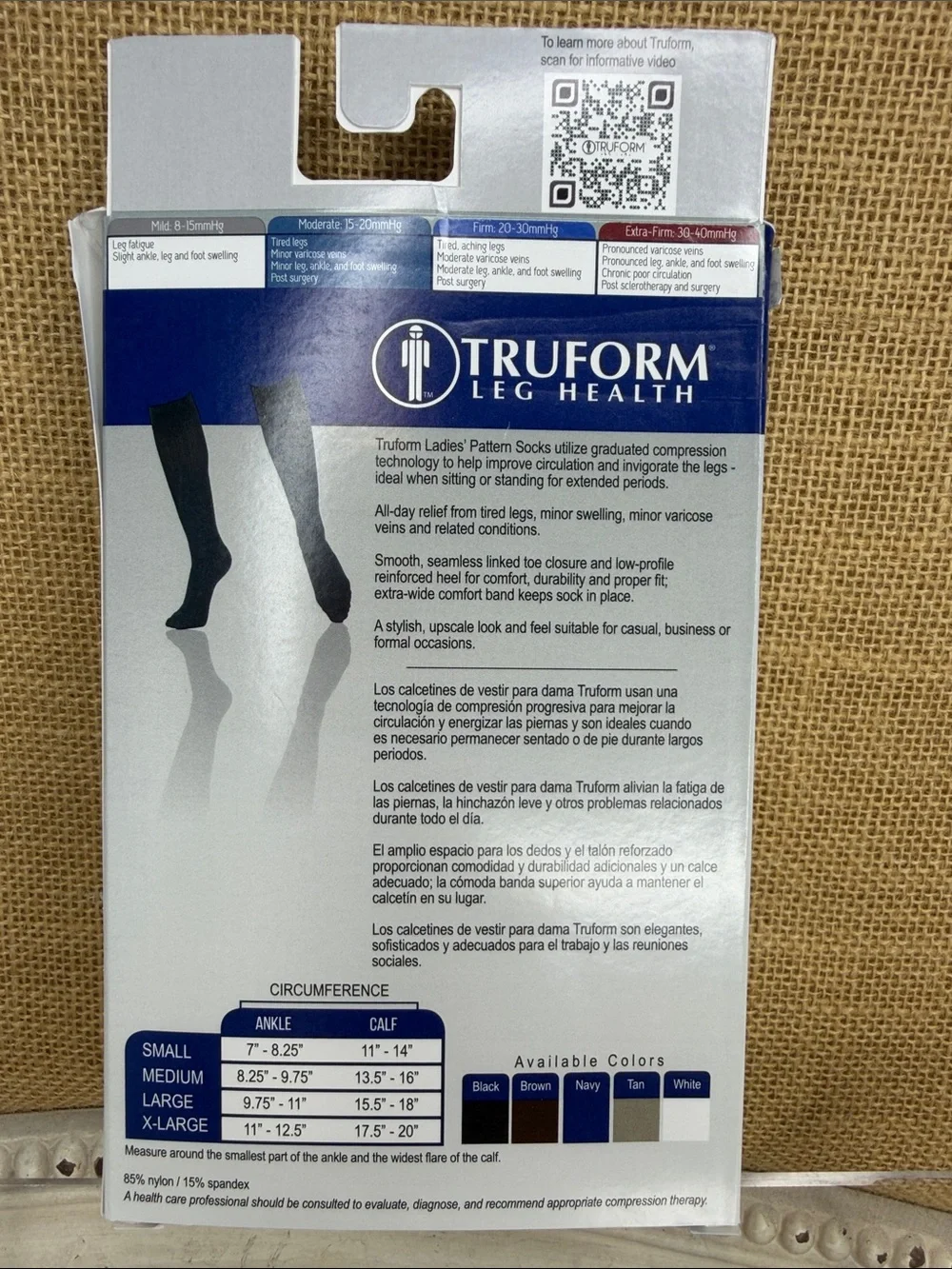 Truform Ladies' Pattern Knee High Socks – Tan
